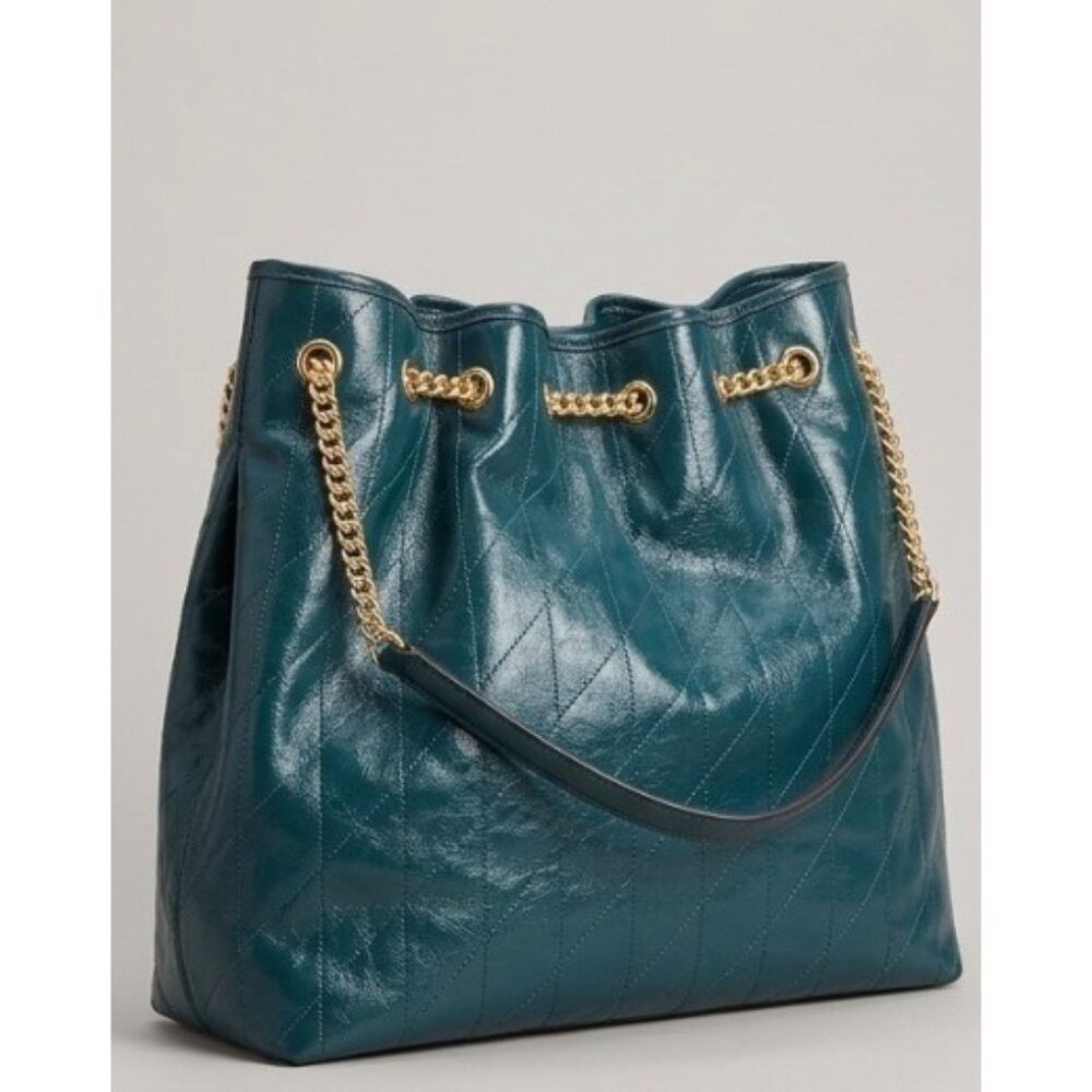 Stunning!!  NEW!!! Coach Evelyn Large Quilted Leather Shoulder Bag in Deep Teal! - Picture 4 of 16